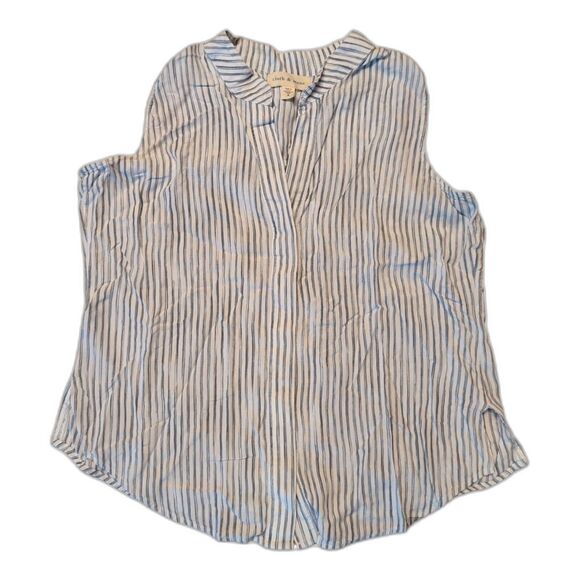 Cloth & Stone Blouse Top Womens Small Striped Rayon Sleeveless Button Up - Picture 1 of 9